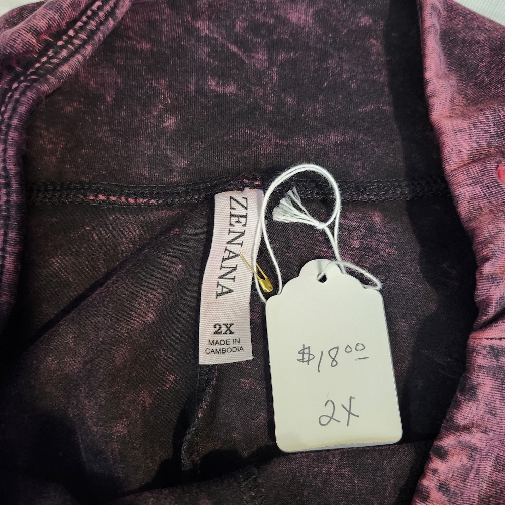 Zenana Material washed wide waistband moto leggings Plum - Picture 11 of 12